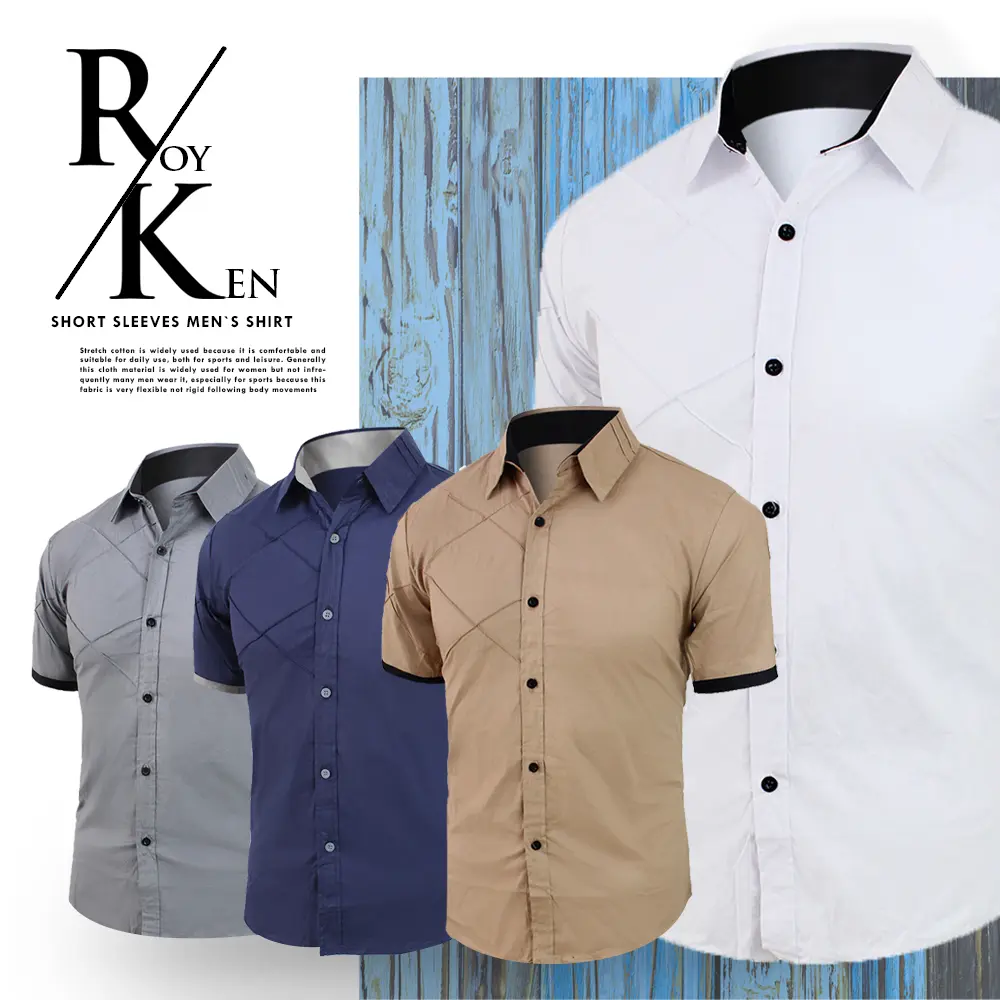 HEM ROYKEN KEMEJA PRIA LENGAN PENDEK COWO COWOK POLOS KASUAL SLIMFIT