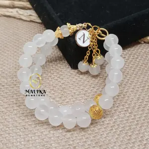 GELANG TASBIH NATURAL BATU MOONSTONE 8MM 33 BUTIR