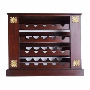 Rak Wine / Wine Cabinet Storage Mahoni - 5x4 dgn Plat Decor DCP1390A