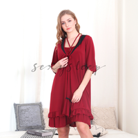 Gambar Elegant Baju Tidur 1 Set Terusan Modern Ready Stock Big Size SS204 - Putih, M dari MoonAlice Kota Malang 1 Tokopedia