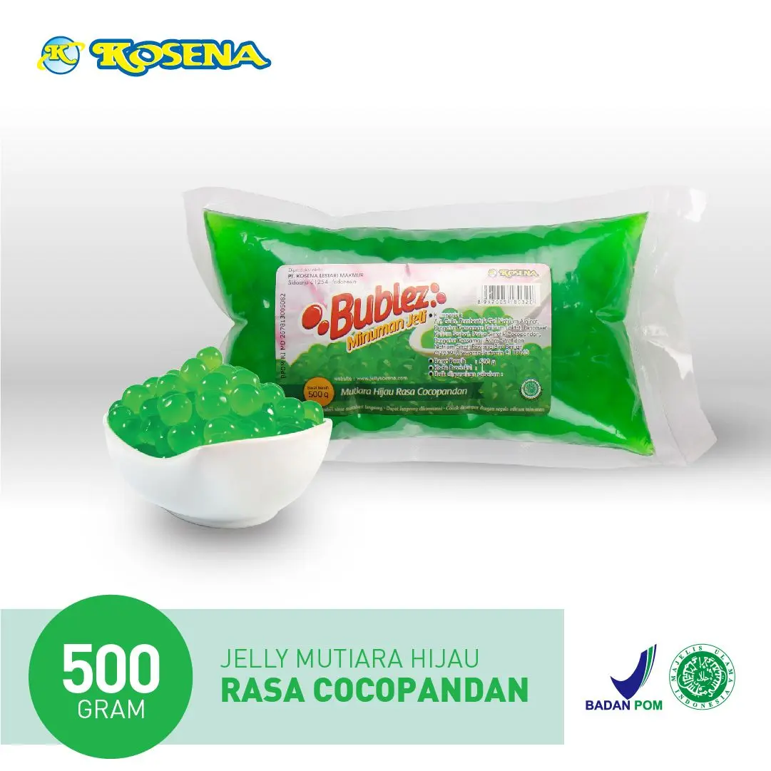 Bublez Jelly Mutiara Hijau Rasa Cocopandan 500gram