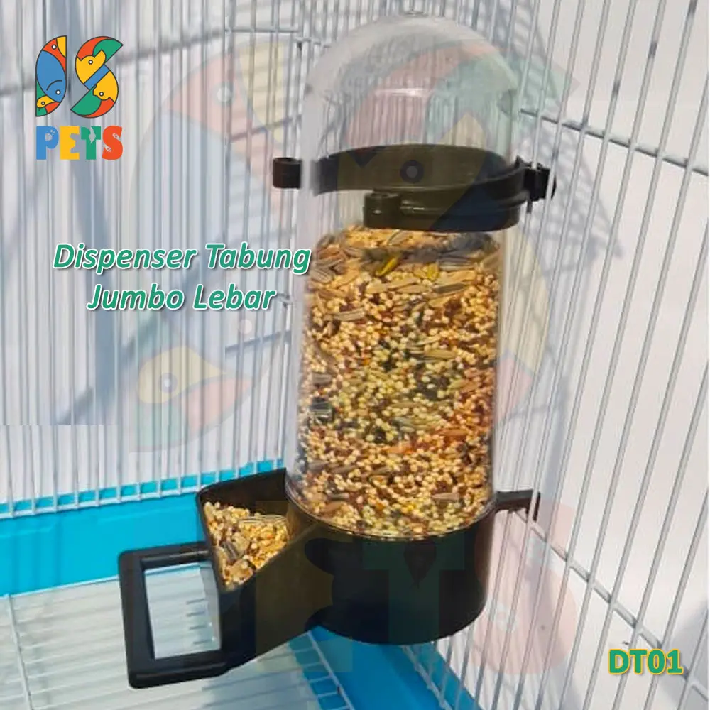 Dispenser Tabung Jumbo Tempat Pakan Minum Burung Model Lebar DT01