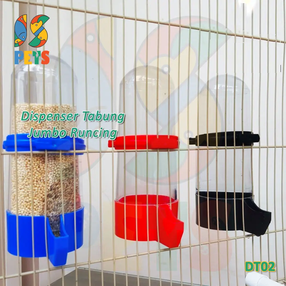 Dispenser Tabung Jumbo Tempat Pakan Minum Burung Model Runcing DT02