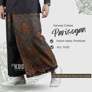 Bawahan Koko Pria Dewasa Sarung Celana Batik Katun ALL SIZE Parisogan Hitam Kain