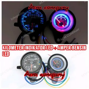 Amper bensin jarum led & Kilometer indikator stelan Black universal