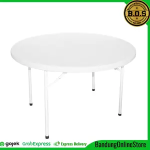 Meja Taman Lipat 120cm Meja Makan Bundar Bulat Meja Serbaguna NewStorm