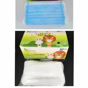 READY STOK MASKER EARLOOP ANAK WARNA POLOS ISI 50, 3 PLY BIRU PUTIH