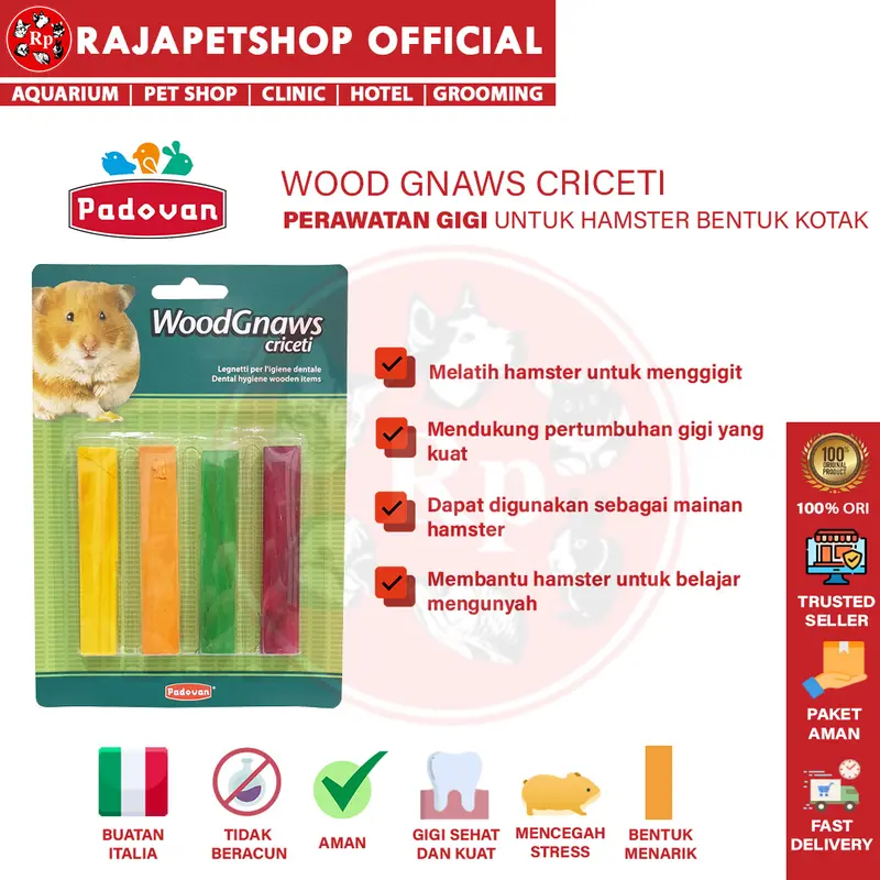 PADOVAN WOOD GNAWS CRICETI GIGITAN MAINAN HAMSTER BENTUK PERSEGI 0