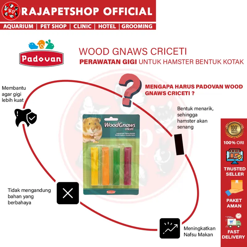PADOVAN WOOD GNAWS CRICETI GIGITAN MAINAN HAMSTER BENTUK PERSEGI 2
