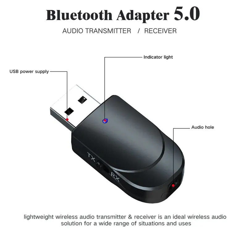 VIKEFON 2 in 1 USB Audio Bluetooth 5.0 Transmitter & Receiver - KN330 2
