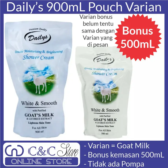 Gambar dailys shower cream 900ml goat milk white n smooth murah dari C&C Store Bandung Kota Bandung 2 Tokopedia