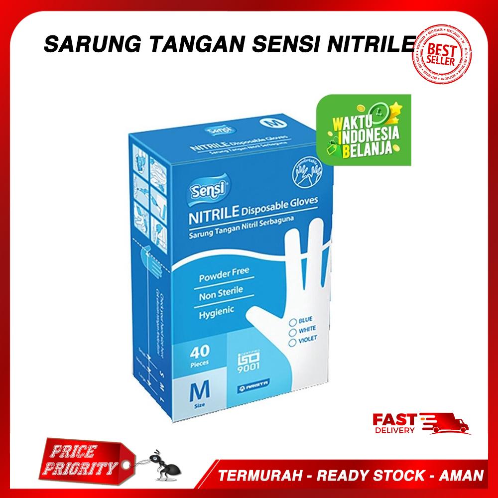 Sarung Tangan SENSI NITRILE Premium Higienis isi 40 Gloves Universal - M