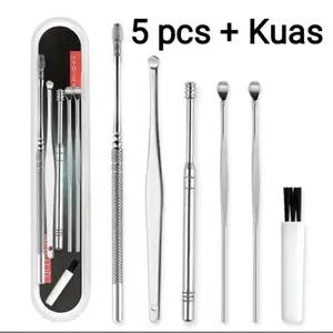 korek kuping set isi 6 stainless ear pick 6 pcs set pembersih telinga