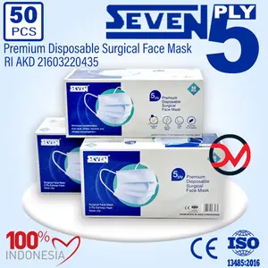 Masker Seven Premium Surgical 5ply isi 50 / Masker Medis Earloop 5 ply
