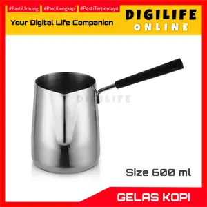 Gelas Kopi Stainless 600 ml Handle Pitcher Jug Milk Coffee Latte Susu