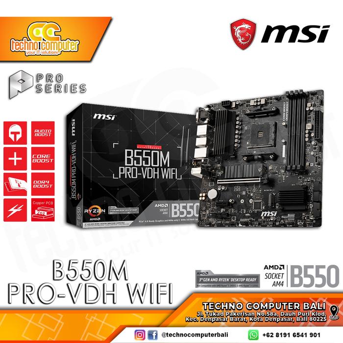 Gambar Motherboard MSI B550M PRO-VDH WIFI - mATX AMD B550 AM4 DDR4 dari Techno Computer Bali Kota Denpasar Tokopedia