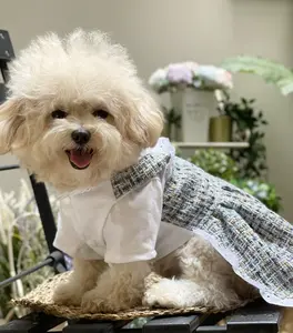 Baju anjing dress tweed grey