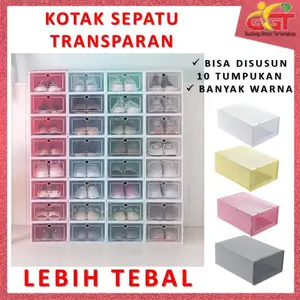 Kotak Sepatu Transparan Tebal Serbaguna Shoes Box Penyimpanan