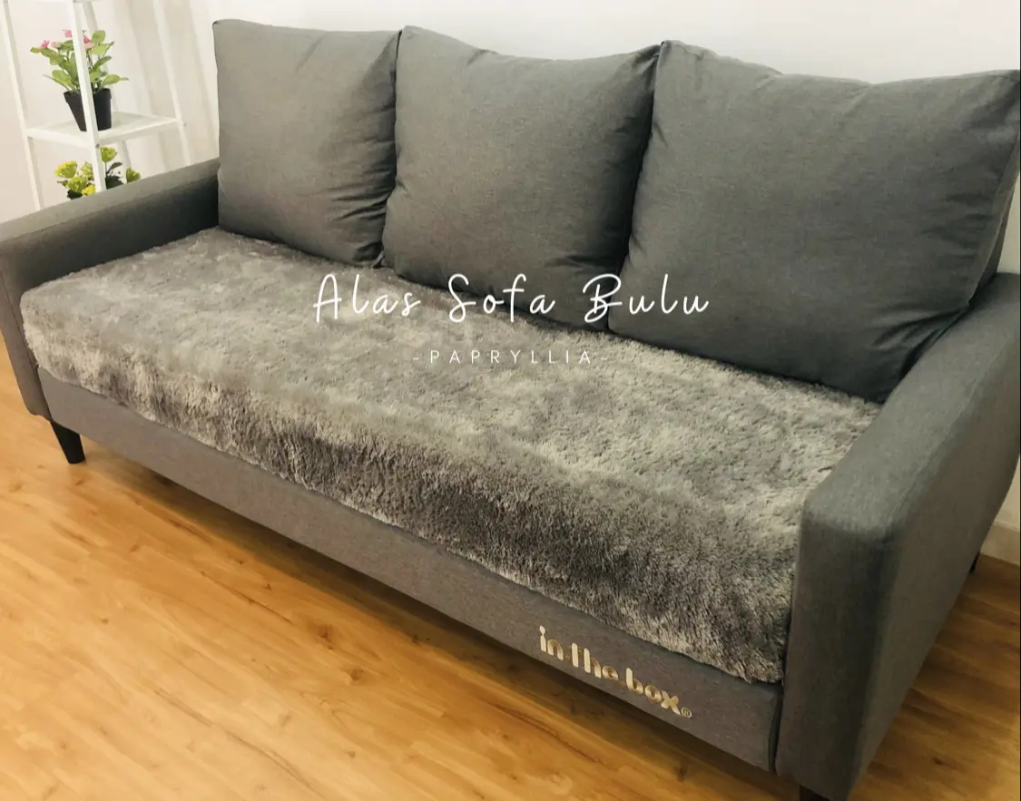 Papryllia - Alas Sofa Bulu Rasfur Ukuran 200x150cm ( Abu - Abu )