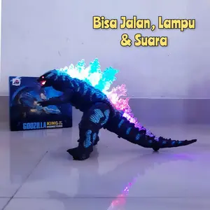 Mainan Godzilla Bisa Jalan & Lampu Baterai - Dino Suara Edukatif Anak