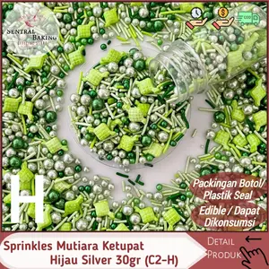 Sprinkel Mutiara Ketupat Hijau Silver 30gr (C2-H)/ Springkel Kue Perak