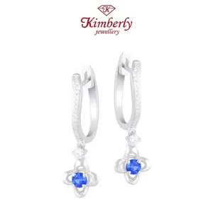 Anting Berlian Batu Blue Sapphire KER796569 - Kimberly Jewellery