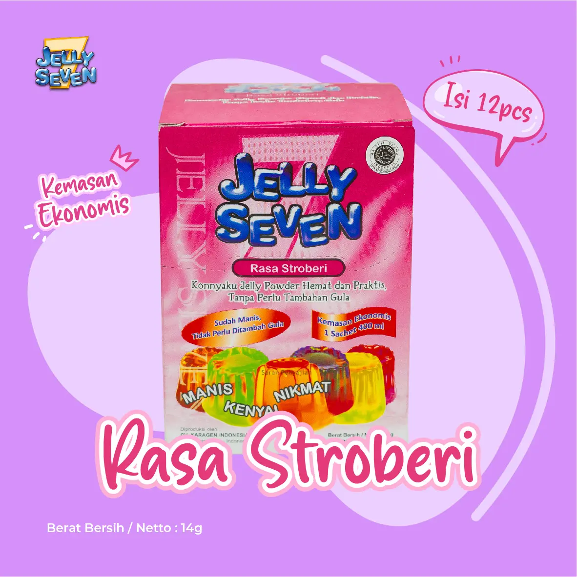 Jelly Seven Stroberi 12 pcs - Kemasan Ekonomis