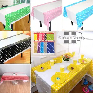 Taplak meja ulang tahun polkadot / table cover motif polkadot