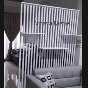 Rak Penyekat Ruangan Tamu Custom Putih 120x20x200