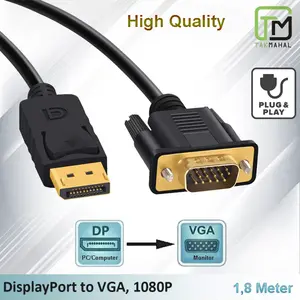 Kabel DP/Display Port To VGA Konektor DP-VGA Converter 1.8 Meter
