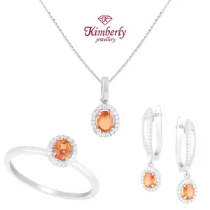 1 Set Perhiasan Berlian Orange Sapphire KPD792196 - Kimberly Jewellery