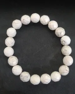 Bracelet / Gelang faceted magnesite 10mm Natural Top Grade