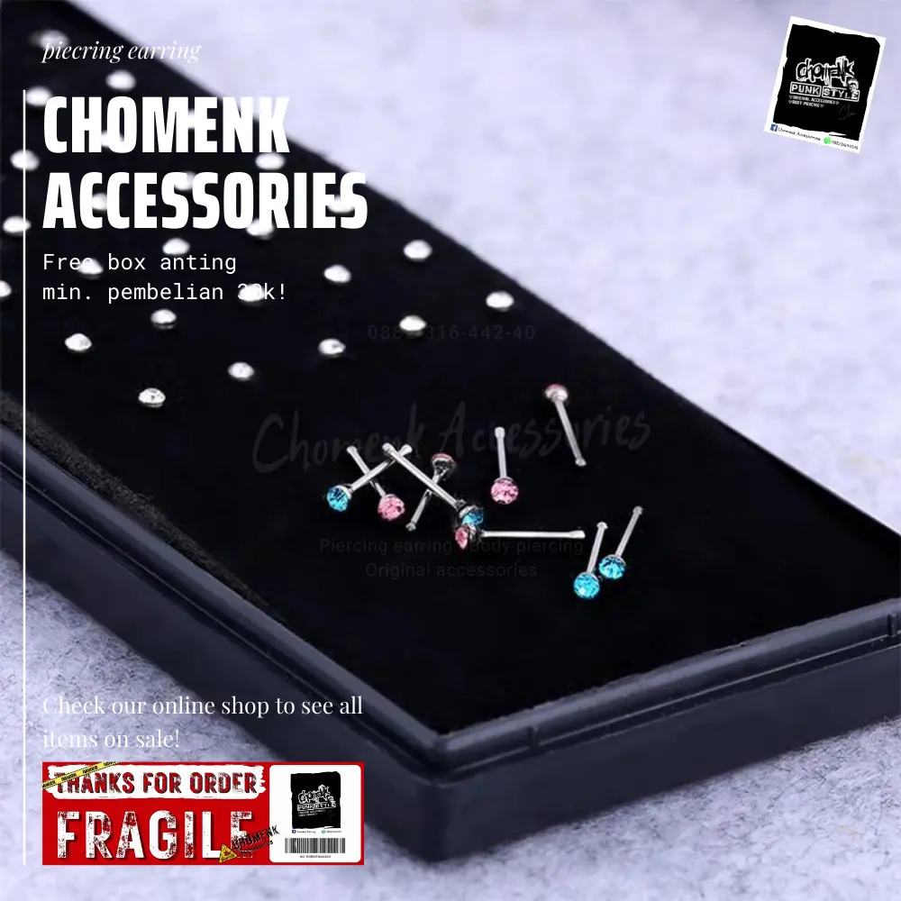 Piercing earring anting tindik barbel hidung titanium.