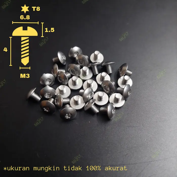Gambar Baut Torx M3x4mm Half Round Stainless Steel - Pivot dari BaliFly Kab. Banyumas 5 Tokopedia