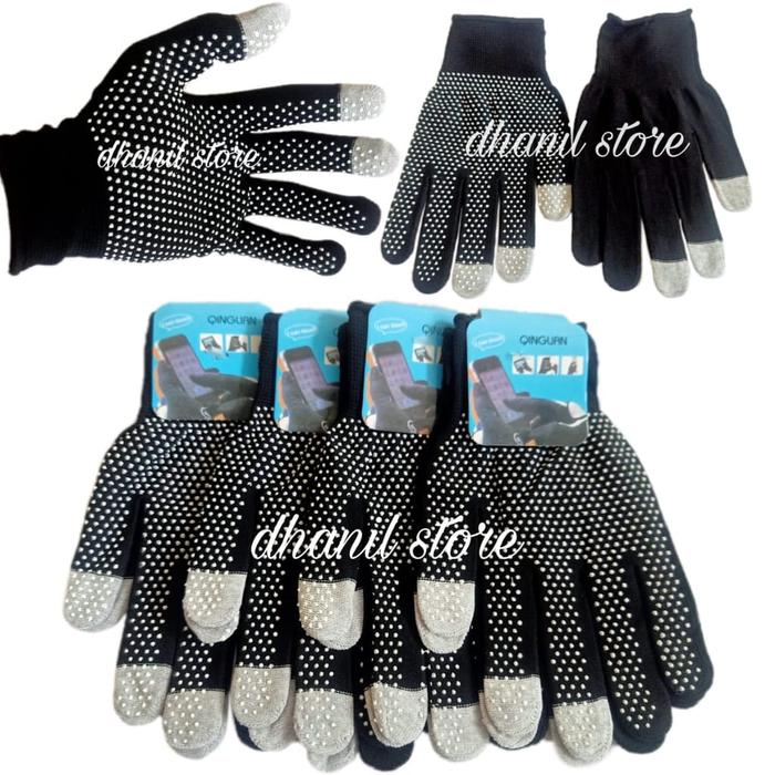 Gambar Sarung Tangan Touch Screen Motor Hitam Anti Slip Putih Full Jari dari Ad sock Kota Bekasi Tokopedia