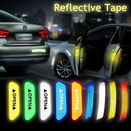Gambar STICKER REFLECTOR tulisan OPEN PINTU MOBIL isi " 4 PCS " STICKER PINTU dari Angpau Shop Kota Surabaya Tokopedia