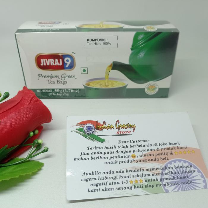 Gambar JIVRAJ 9 PREMIUM GREEN TEA BAGS 50 GR dari INDIAN GROCERY Kota Administrasi Jakarta Timur Tokopedia