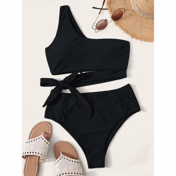 Gambar SALMA Bikini Set - swimwear wanita one shoulder high waist bikini dari OVINA.IDN Kota Administrasi Jakarta Utara Tokopedia