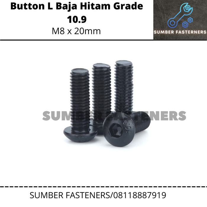 Gambar Baut Button L M8x20/ M8x20mm / 8x20 Hitam dari sumber fasteners Kota Administrasi Jakarta Utara Tokopedia