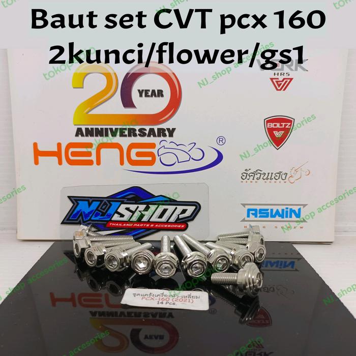 Gambar Baut probolt baut CVT pcx 160 set heng original 2 kunci flower gs1 pre dari NJ_shop accesories Kota Bandar Lampung Tokopedia