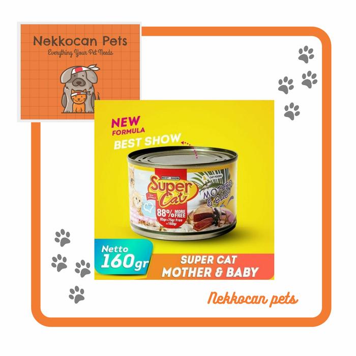 Gambar supercat kaleng wet food mother baby 160gr - makanan basah supercat dari Nekkocan Pets Kota Administrasi Jakarta Timur Tokopedia