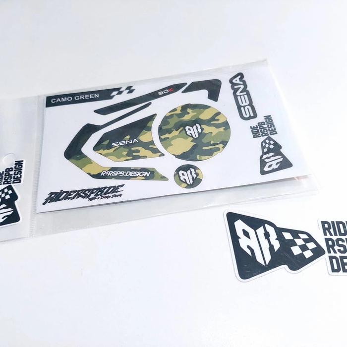 Gambar STICKER GARSKIN DECAL COVER SENA 30K - CAMO GREEN - NON CARDO PTALK dari Team Ride Kab. Bandung Barat Tokopedia