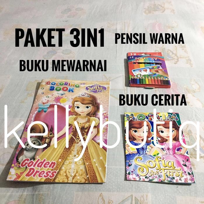 Gambar Paket Kado Anak 3in1 Buku Mewarnai Dan Cerita Sofia Set Pensil Warna dari kellybutiq Jakarta Barat Tokopedia