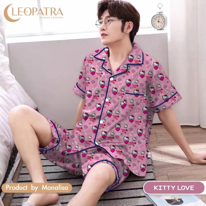 Gambar Piyama pria dewasa celana pendek lengan pendek 1 dari Sprei Emak Kota Administrasi Jakarta Selatan Tokopedia