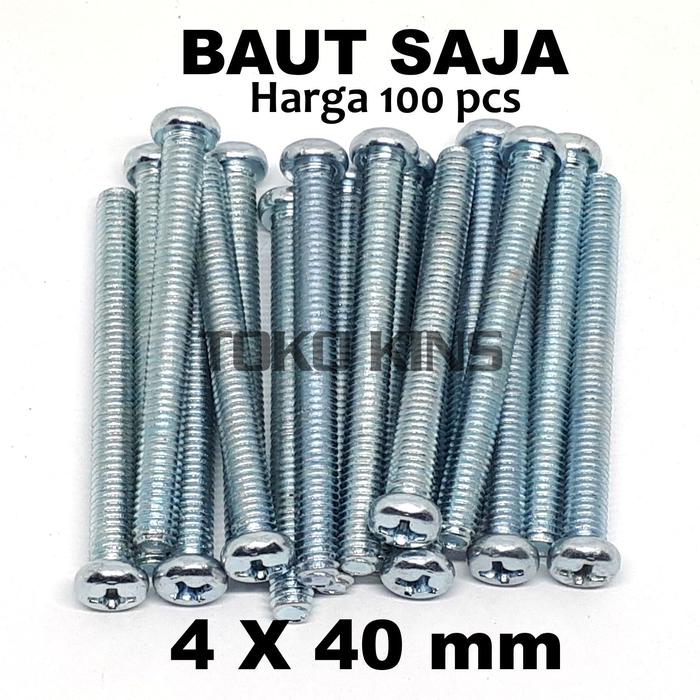 Gambar JP M4 x 40 per 100 pcs Baut kepala obeng plus 4mm 4 x 40 mm dari TOKO KINS Kota Administrasi Jakarta Barat Tokopedia