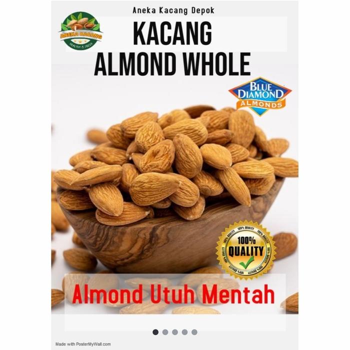 Gambar Kacang Almond Mentah Kupas Utuh / Raw Almond Whole Blue Diamond 100 gr dari Aneka kacang DPK 12 Kota Depok Tokopedia