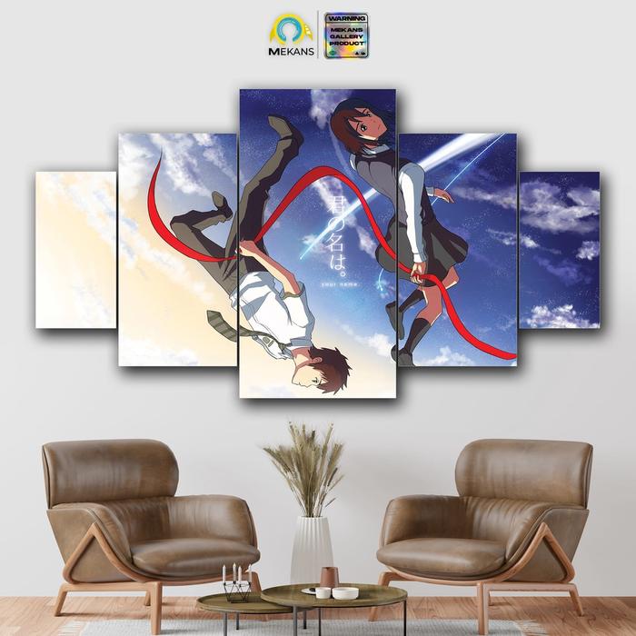 Gambar POSTER ANIME BINGKAI KAYU YOUR NAME KIMI NO NAWA 1 SET 5 IN 1 dari Anitoy Store Jakarta Utara Tokopedia