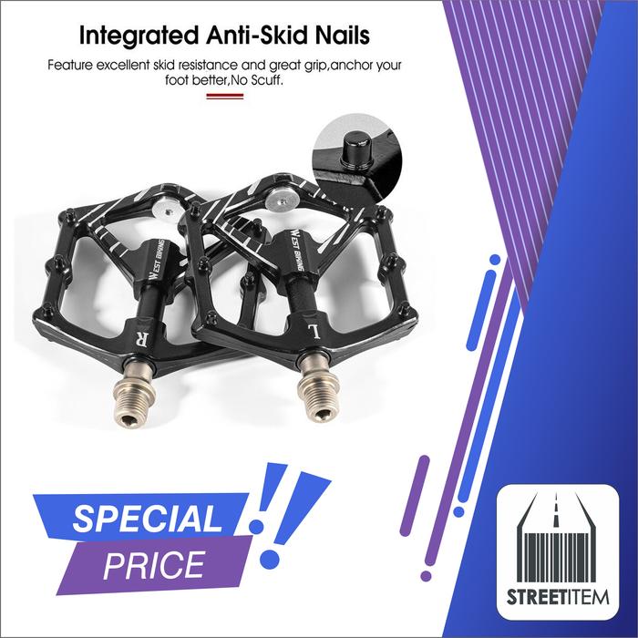 Gambar Pedal Sepeda West Biking Magnet Ultralight 3 Sealed Bearing Hitam dari Streetitem Shop Kab. Tangerang Tokopedia