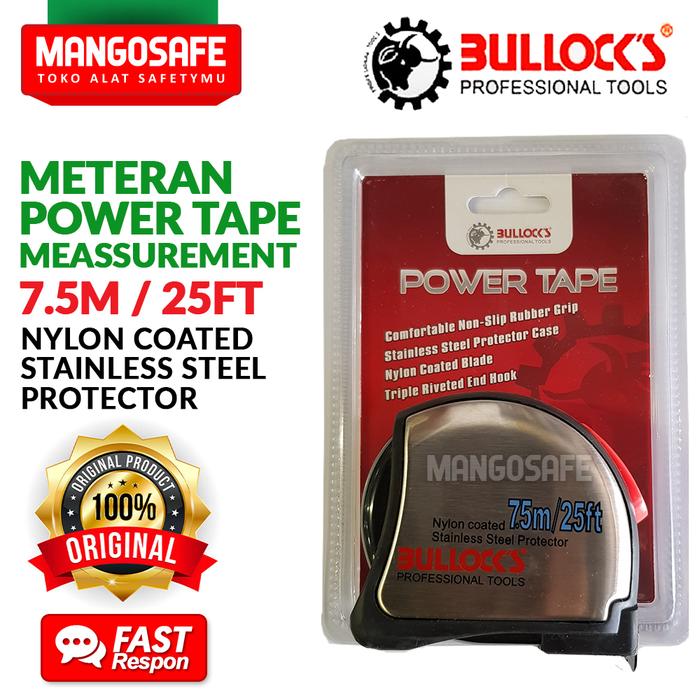 Gambar Bullocks Meteran Stainless Steel 7.5 m Power Tape Meassurement 7.5m dari mangosafe Kota Medan Tokopedia