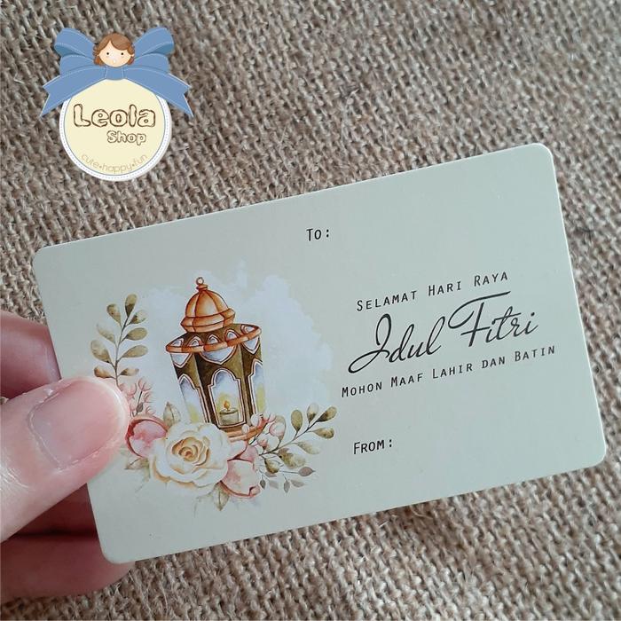 Gambar Kartu Ucapan Idul Fitri/ Kartu Lebaran/ Gift Card /Kartu Hijau Muda dari Leola Shop Kab. Banyumas Tokopedia